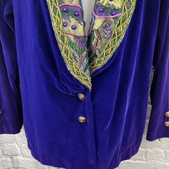 Victoria's Secret Purple Velvet Jacket vintage Beaded Sequins Size S Metallic - Picture 11 of 14